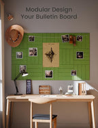 Felt Bulletin Board Tiles Large 48" x 36" Cork Board Alternative-6 Pack with 40 Adhesive Tabs, Thick Slat Wall Panels for Office Decor, Push Pin Board Wall Organizer Alternative-Kelly Green