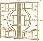 Modern Book Shelf, White and Gold Bookshelf, 70.8 Inch Tall Etagere Bookcase, Set of 2 Geometric Display Shelves for Living Room, Bookcases/Bookshelf with Metal Frame for Home Office