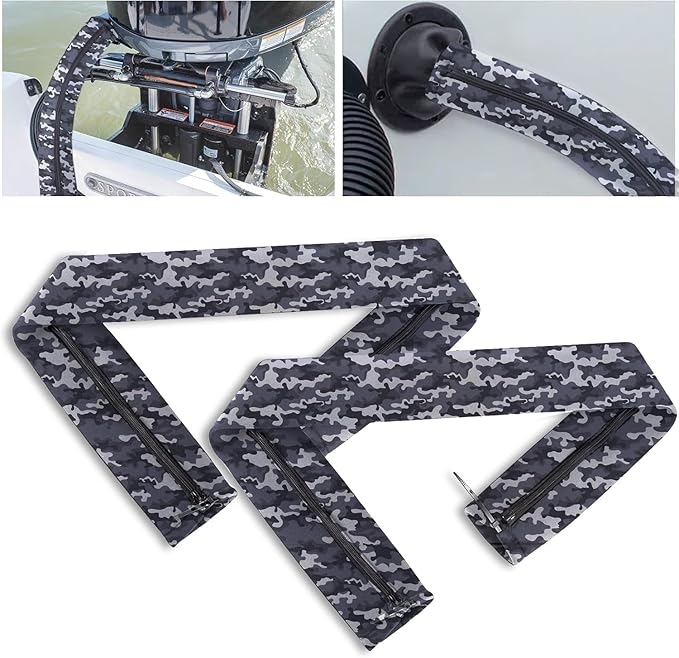 2PCS 48-Inch Trolling Motor Cable Sleeve,Zippered Rigging Sleeve,Made of Neoprene Thick Trolling Motor Sleeve,Great for Cover Wire and Extension Cords (Camouflage Blue)