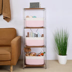 Large Storage Baskets for Shelves, Closet Organizers Bins for Clothes Blanket Towels, Baby Nursery, Toy Baskets Box, Woven Rope Baskets, 17 x 13 x 7.5”, 3 Packs Woven Pink