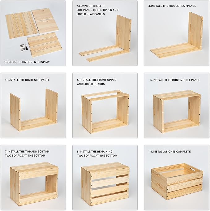 Extra Large Pine Wood Crates For Storage, Vinyl Records Storage Crates,The Storage Crates Are Made Of Pure Natural Solid Wood,Exuding Natural Pine Flavor,Unfinished Wooden Crates For Display . (3)