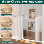 Fairy Baby 40.5" Extra Tall Baby Gate for Stairs, 40.6"-54.7" Extra Wide Dog Pet Gate Indoor Outdoor, Pressure Mounted Walk Thru Swing Metal Safety Child Gate, Cat Puppy Gate for House Doorways, White