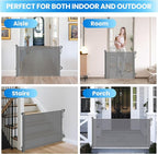 Retractable Safety Baby Gate or Mesh Dog Gate,Durable Portable Mesh Retractable Gate,Easy to Use for Stairs, Doorways, Hallways, Indoor, Outdoor, 33.5" Tall, Up to 45" Wide, Gray
