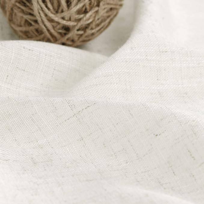 Cream Linen Curtains 96 Inches Long 2 Panels Set Back Tab Rod Pocket Semi Sheer Light Filtering Window Curtain Drapes Neutral Boho Aesthetic Long Curtains for Living Room Bedroom Decor 42x96