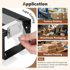 Desktop Packing Tape Dispenser with Dual-Sided Cutter for 2.36" Wide Tape (3" Core), Commercial Black Tape Cutting Machine with Suction Cups for Packaging, Shipping, Moving