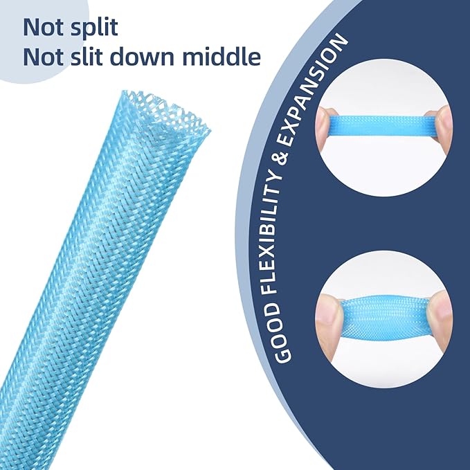 Braided Expandable Cable Sleeve, PET Wire Loom, Flexible Mesh Sleeving Cord Management for TV, Computer, Home Theater, Automotive, Protect Cat from Chewing Cords (Green, 13/16" x 25ft)