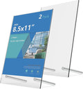 L-Shaped Acrylic Sign Holder – Shatterproof Clear Display Stand for Menu, Flyer, or certificate Display – Impact-Resistant Acrylic Table Sign Frame (8.5x11 inch 2pack)