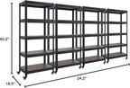 HOMEDANT House 5-Tier Metal Rolling Cart Shelf Rack Casters Heavy Duty Laminated Wheel Shelving Unit Adjustable Utility Storage Shelves Organizer Shelf Kitchen Garage (4, (S) 24.4" W, Black)