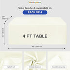 HolidayIdeas Fitted Tablecloths for 4 Foot Rectangle Table, Wrinkle Resistant Washable Table Cover 24x48 Inch for Vendor Booth Display, Banquet, Trade Show, Beige, 4 Pcs