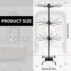 3 Tier Spinner Display Rack Retail Display Stand Metal Rotating Display Rack for Jewelry Keyring Socking HatsToys，Movable Shop Spinner，Adjustable height， Black,Pack of 2