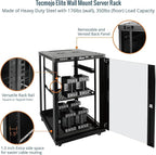 Tecmojo 18U Wall Mount Rack,18U Rack 17.7 Inch Depth,Hold Up to 176 Lbs,Movable Enclosed Rack Kit for 19 Inch Network,Server and AV Gear,Glass Door(Elite Collection)