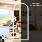 LED White Arched Full Length Mirror - 24“ x 65” Adjustable Brightness, Touch Screen Controls, Wall Mounted or Freestanding for Bedroom, Living Room, Cloakroom Dressing Mirror