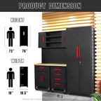 Garage Cabinets Storage System，12PCS Workshop Set with Steel Cabinet Drawers, Rolling Chest, Workbench, Pegboard for Tool Organization