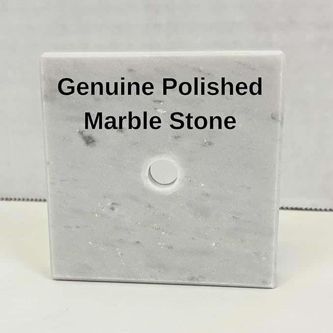 Genuine Marble Trophy Base – Polished Beveled Display Stand with Center Hole, 3/4" Thick, Multiple Sizes for Awards, Crafts & 3D Prints (White Marble, 3x3 inch)