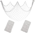 2 Pack Decoractive Fishing Net 80x40 Inch, 3mm Off White Natural Cotton Large Picture Wall Hanging Fish Net, Halloween Party Decorations Fishnet for Tropical Nautical Pirate Beach Mermaid Themed Party
