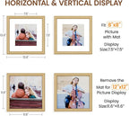 Natural Oak 12x12 Picture Frames Mat to 8x8 Picture Display,Original Wood Handcrafted Poster Frame,Wooden Frame 12x12 with Tempered Glass Graduation Family Wedding Certificate Photo Wall Mounted
