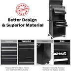 Goplus Tool Chest, 3-in-1 Rolling 6 Drawers Tool Cabinet with Detachable Top Toolbox, Middle Tool Storage, Universal Lockable Wheels, Protective Liner, Auto Lock, Metal Tool Box for Garage Workshop
