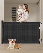 71 inch Retractable Baby Gates 34 inch Tall, Retractable Gate with Reinforced Strip Design to Prevent Crawling Through, 6 FT Retractable Dog Gate for Stairs, Doorways, Hallways, Indoor/Outdoor
