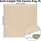 Carpet Tiles Peel and Stick, Self Adhesive Carpet Floor Tile 24" x 24", Khaki Soft Padded Flooring Sticker, Home Decor for Bedroom Living Room Office, 10 Tiles per Box
