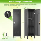 Aobabo Metal Locker, 54" H Metal Storage Locker for Employees, Lockable 1 Door with Towel Rack and 2 Side Pegboards with Hooks for School Office Gym Home, Assembly Required (Black)