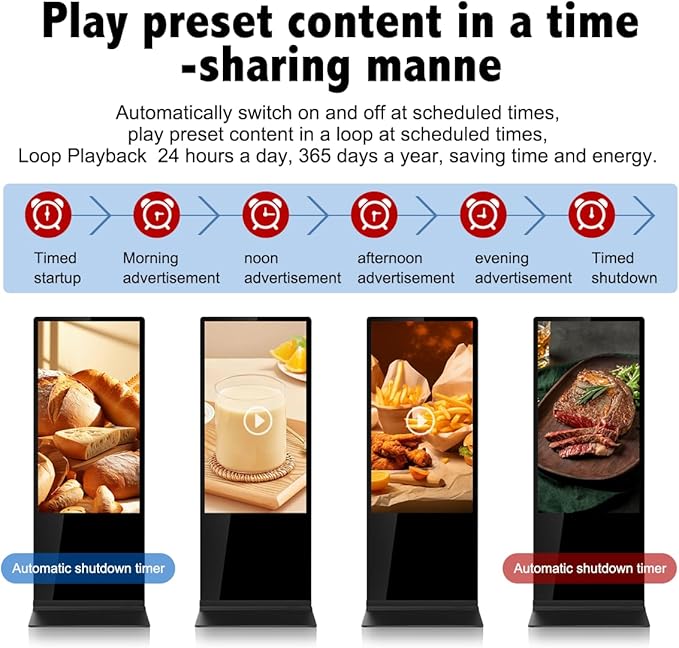 Indoor Digital Signage Display Floor Standing Advertising Kiosk Android System with WiFi HDMI/USB Input Auto AD Player (Non-Touch Screen, 49 inch)
