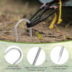 CEWOR 30 Pack 12 Inch Rebar Stakes, J Hook Galvanized Ground Stakes Heavy Duty Chain Link Fence Stakes Metal Ground Anchors for Tent Camping, Trampoline, Outdoor Garden Decorations