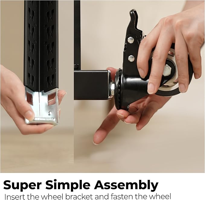 HOMEDANT House 5-Tier Metal Rolling Cart Shelf Rack Casters Heavy Duty Laminated Wheel Shelving Unit Adjustable Utility Storage Shelves Organizer Shelf Kitchen Garage (10, (M) 36.2" W, Black)
