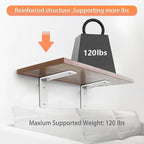 White Heavy Duty Shelf Brackets 12 Inch, Extra Thick L Shelving Brackets, Rustic Gold Iron Floating Shelves Wall Mounted with Hardware for DIY Open Shelving, 4 Pack