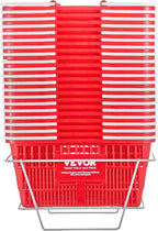 VEVOR Set of 20, 21L Red Plastic Grocery Basket with Handle and Stand, 16.5 x 11.8 x 8.27 inch Portable Shop Basket, Ideal for Retail Store, Supermarket, Grocery Shopping