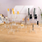 12 Pcs Small Size Acrylic Display Risers, 2 Sets Acrylic Risers Display Stands, 0.15" Thick Clear Shelf Riser, Risers Display Stands for Perfume, Dessert, Candy, Figure, Toys, Jewelry Showcase