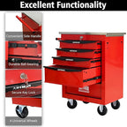 5 Drawer Rolling Tool Chest with Locker, 22.2" D Metal Movable Lockable Tool Cart Box Multi-Functional Hardware Storage Cabinet Box for Warehouse Basement Home Pantry Garage