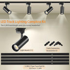 Ultra-Bright Black H Type Track Lighting Kit 4000K Natural White, 12 Heads 20W 2400lm with 13.1 FT Track Rails, Dimmable Plug in LED Track Lights Modern Indoor Spotlight Fixture
