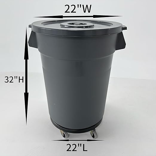 32 Gallon Outdoor Trash Can with Lid and Wheel, Sturdy Handle Rolling Trash Can for Outdoor, Garage, Backyard and Patio