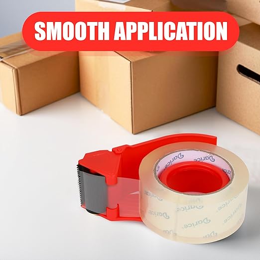 Darice Packaging Tape with Dispenser - 2 Pack Heavy Duty 1.88" x 100 yds Strong and Durable Clear Tape for Moving, Shipping and Storage, 3 inch Core, Clear Package Tape