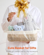 KALLAX Small Woven Basket, 12 x 8 x 4.5 Inches, Small Storage Baskets for Organizing, Gift Baskets Empty, Cute Rope Shelf Closet Storage Bins for Shelves, Dog Toy Basket, Gradient Brown