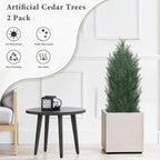 THE BLOOM TIMES 3ft Topiary Trees Artificial Outdoor Set of 2, UV Resistant Faux Cedar Pine Cypress Bushes & Shrubs, Fake Plants for Front Porch Outside Planter Patio Christmas Decor 3 Foot Tall