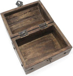 Nautical Cove Treasure Chest Keepsake and Decorative Wood Box (Medium 6.5x4.5x4.5) - Storage Box, Wooden Box with Hinged Lid, Rustic Storage, Pirate Storage Box, Vintage Wooden Chest