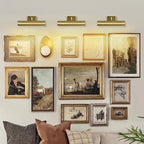 Picture Light 12" Brass Picture Lights for Wall 2-Light Gold Picture Frame Light Dimmable Art Gallery Light Accent Lighting Bathroom Wall Sconce for Artwork Poster Portrait Library Display