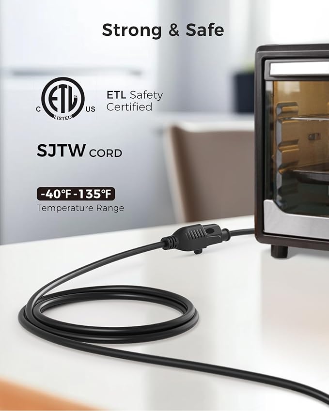 [ETL Listed] Cable Matters 2-Pack 16 AWG Heavy Duty 13A Power Extension Cord - 3ft, 3 Prong Power Cord Extension, NEMA 5-15P to NEMA 5-15R, Black