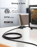 [ETL Listed] Cable Matters 2-Pack 16 AWG Heavy Duty 13A Power Extension Cord - 3ft, 3 Prong Power Cord Extension, NEMA 5-15P to NEMA 5-15R, Black