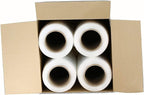 PackageZoom 4 Rolls 18” x 1500ft Heavy Duty Stretch Wrap Film – 55 Gauge Clear Plastic Pallet Wrap Roll for Moving, Packing, Shipping & Storage – Industrial Shrink Film Replaces 80 Gauge Wrap