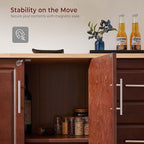 Lyromix Walnut 54" Rolling Kitchen Island Cart with Storage, Large Kitchen Cart with Folding Drop Leaf Breakfast Bar, Wood Island Table with 3 Drawers and Spice Rack & Towel Rack, Brown