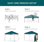 Best Choice Products 10x10ft Easy Pop Up Canopy w/Side Wall, 10 Pockets, Portable Carrying Case, 1-Button Setup, 4 Weight Bags - Cerulean