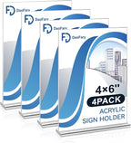 Daofary Acrylic Sign Holder 4 x 6 Inches 4 Pack, Double-Sided Stand up Table Top Paper Holder, Store Sign Holders, Plastic Sign Display for Restaurants, Hotels, Office