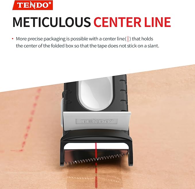 Heavy Duty Shipping Tape Dispenser: TENDO° Premium Line – Reusable, Replaceable, Eco-Friendly 2’’ Master Piece Dispenser for Pros with Patented 10° Sloped Chromium Blades - P-2200 (4th Gen.)_White