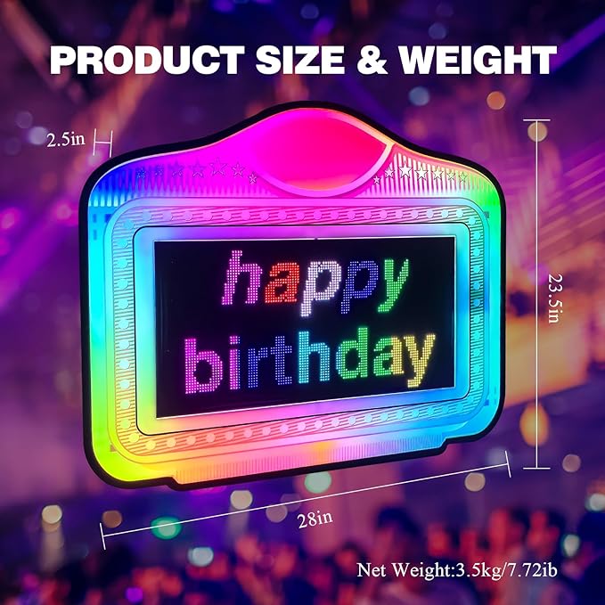 LED display Bottle Service Sign Club signs for bottle service Color Display Lights with APP Programmable Scroll Play, Hand Holding Light Box letter board Ideal for bars, nightclubs, and parties
