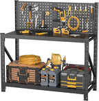 Storage Shelves with Pegboard,Heavy Duty Garage Shelving Units and Storage,Metal Shelving Adjustable Shelves,Garage Storage Rack,Industrial Utility Shelf For Kitchen,Pantry 47.2"H*47.09"W*19"D