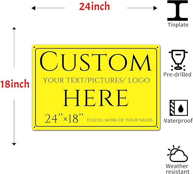 Custom Signs Outdoor Metal, personalized metal sign，Reflective，night visibility，Aluminum Weatherproof Metal Sign Multiple Sizes, Customize for Office, Business, Workplace, office, Home, Delivery Signs(24*18 Inch)