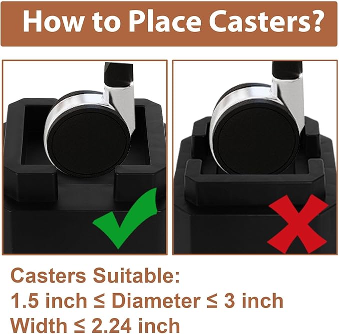 shouwuhho Bed Risers 8 inch, Furniture Risers Elevation in Heights 8 Inch Heavy Duty, Bed Lift Risers for Caster Wheels or Posts of Bed Table Couch, Support up to 6000 lbs, Black, 6 Pack