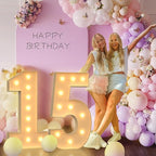 4FT Light Up Numbers, Large Marquee Numbers for 5th 15th 50th Birthday Decorations, Giant Light Up Numbers for Party Anniversary, Marquee Letters, Pre-Cut DIY Mosaic Numbers for Balloons 5